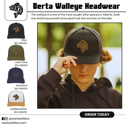 Berta Walleye Snapback Hats | Warlock Lid Co | Adjustable Leather Patch Hat