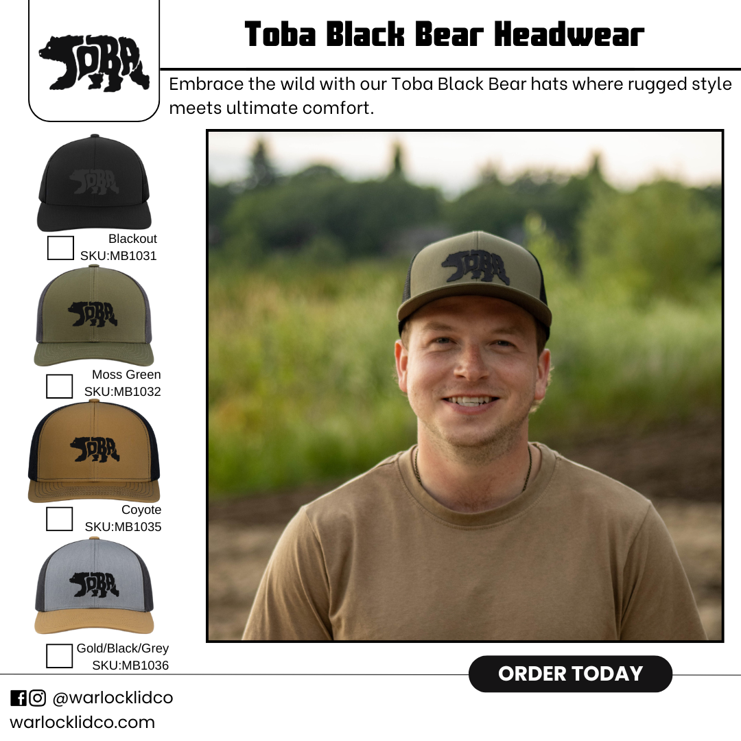 Toba Black Bear Snapback Hats  | Warlock Lid Co | Adjustable Cap