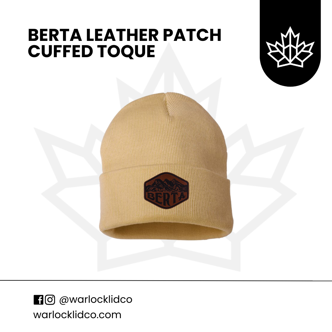 Berta Cuffed Leather Patch Toque | Warlock Lid Co |  Alberta Beanie