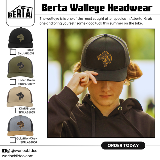 Berta Walleye Snapback Hats | Warlock Lid Co | Adjustable Leather Patch Hat