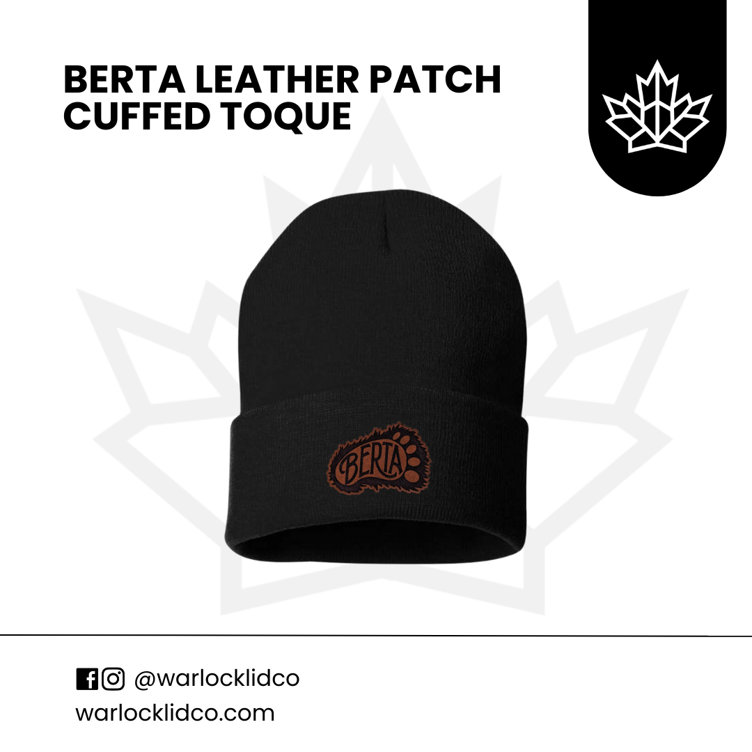 Berta Cuffed Leather Patch Toque | Warlock Lid Co |  Alberta Beanie