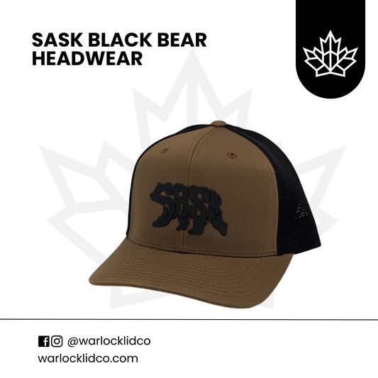 Sask Black bear Snapback Hats | Warlock Lid Co | Adjustable Trucker Cap