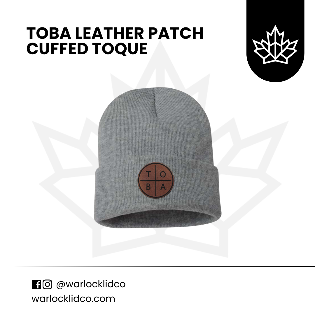 Toba Cuffed Leather Patch Toque | Warlock Lid Co | Manitoba Beanie