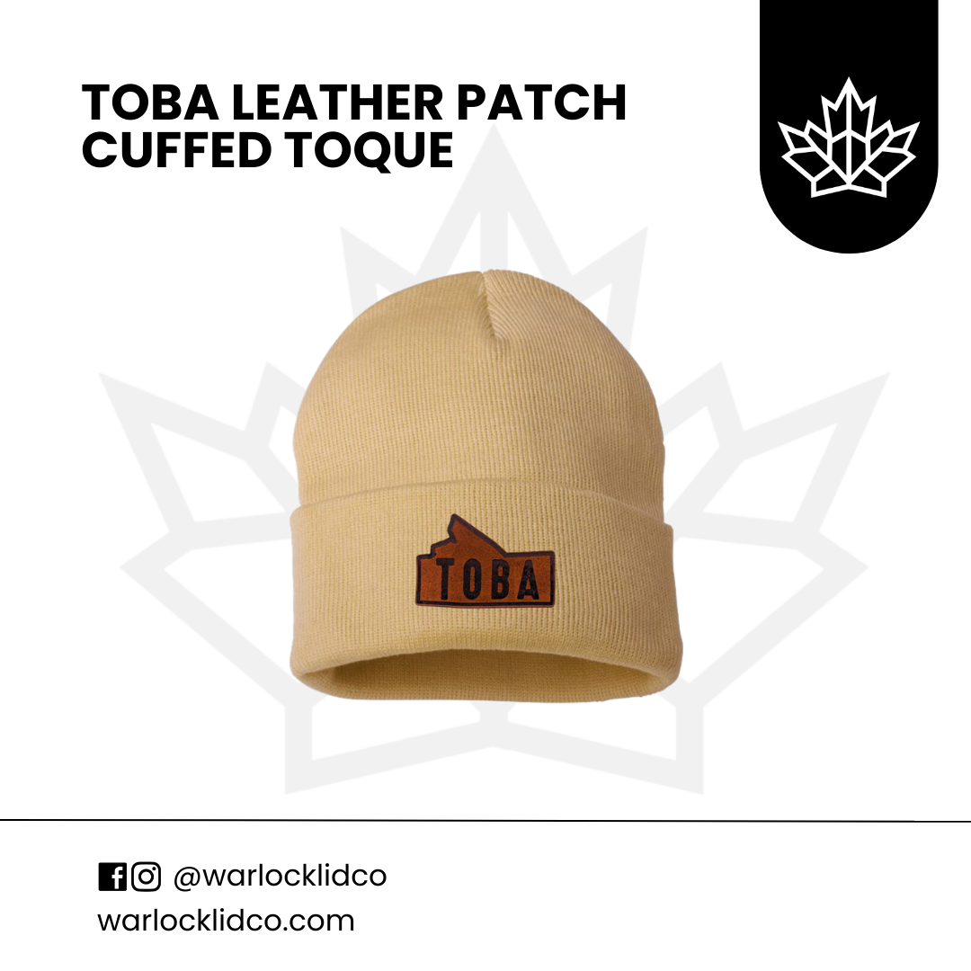 Toba Cuffed Leather Patch Toque | Warlock Lid Co | Manitoba Beanie