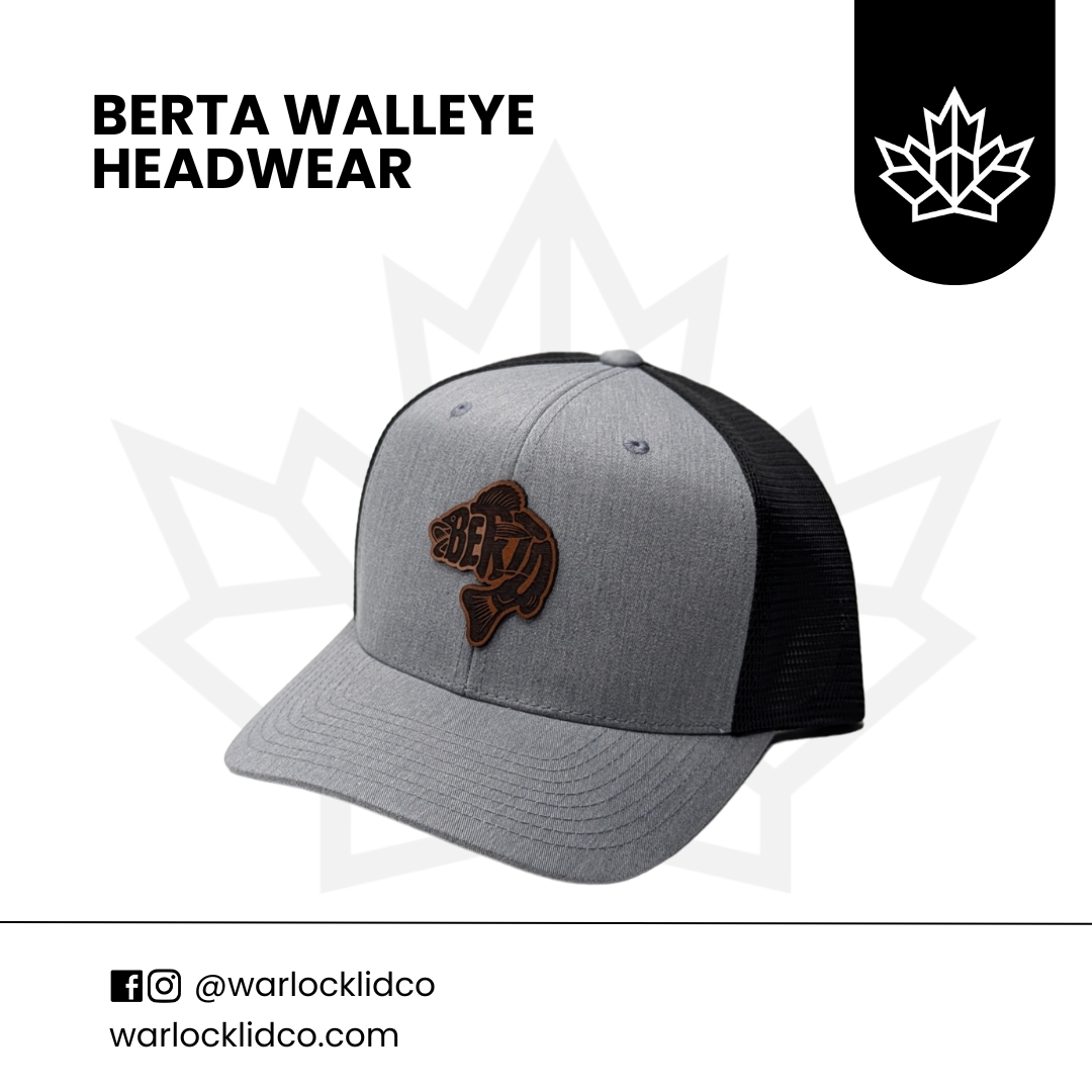 Berta Walleye Snapback Hats | Warlock Lid Co | Adjustable Leather Patch Hat