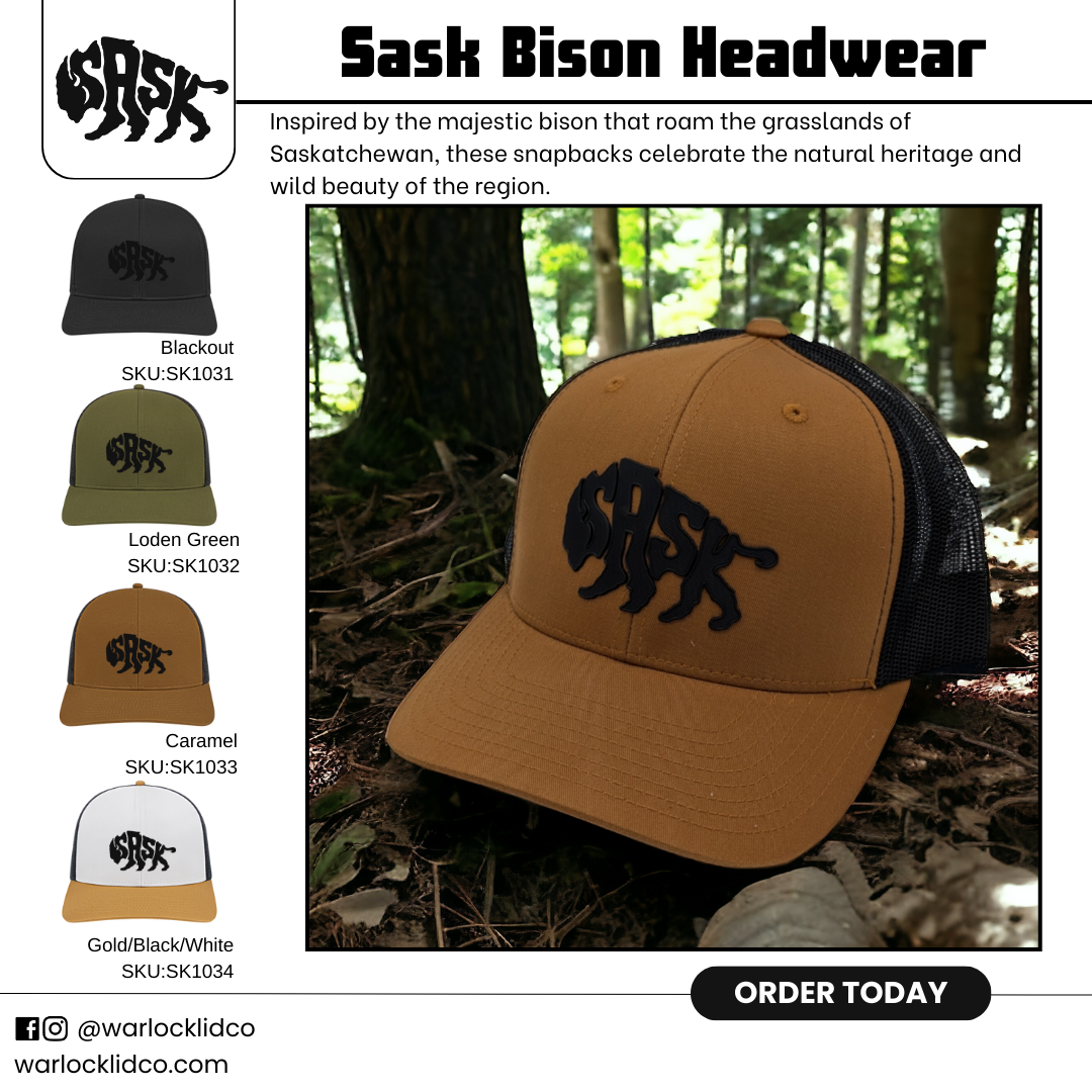 Sask Bison Snapback Hats | Warlock Lid Co | Adjustable Trucker Cap