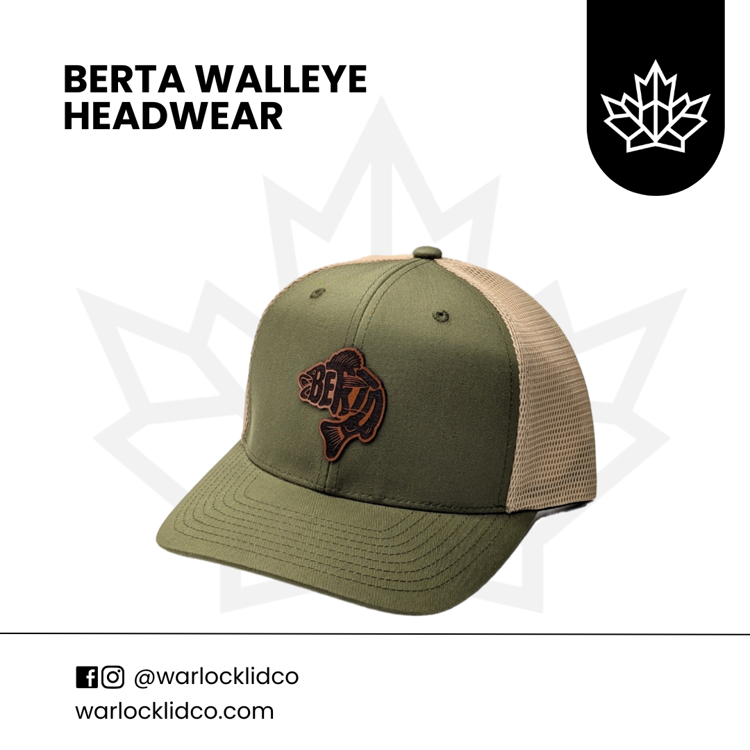 Berta Walleye Snapback Hats | Warlock Lid Co | Adjustable Leather Patch Hat