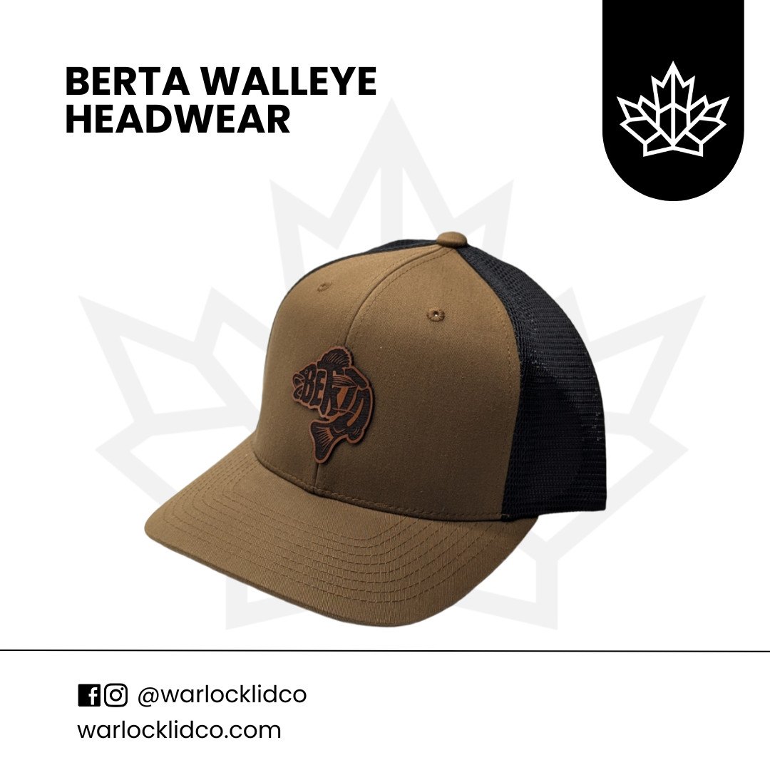 Berta Walleye Snapback Hats | Warlock Lid Co | Adjustable Leather Patch Hat