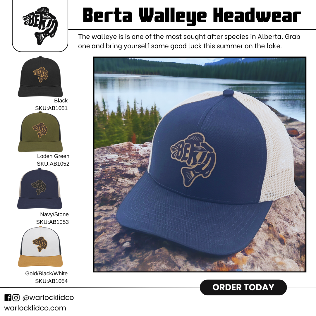 Berta Walleye Snapback Hats | Warlock Lid Co | Adjustable Leather Patch Hat