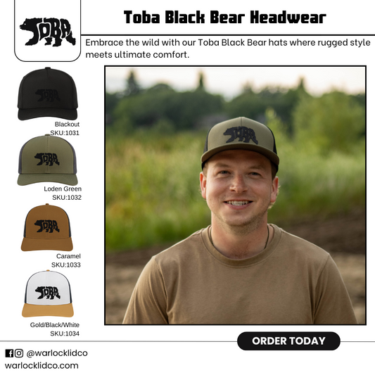 Toba Black Bear Snapback Hats  | Warlock Lid Co | Adjustable Cap