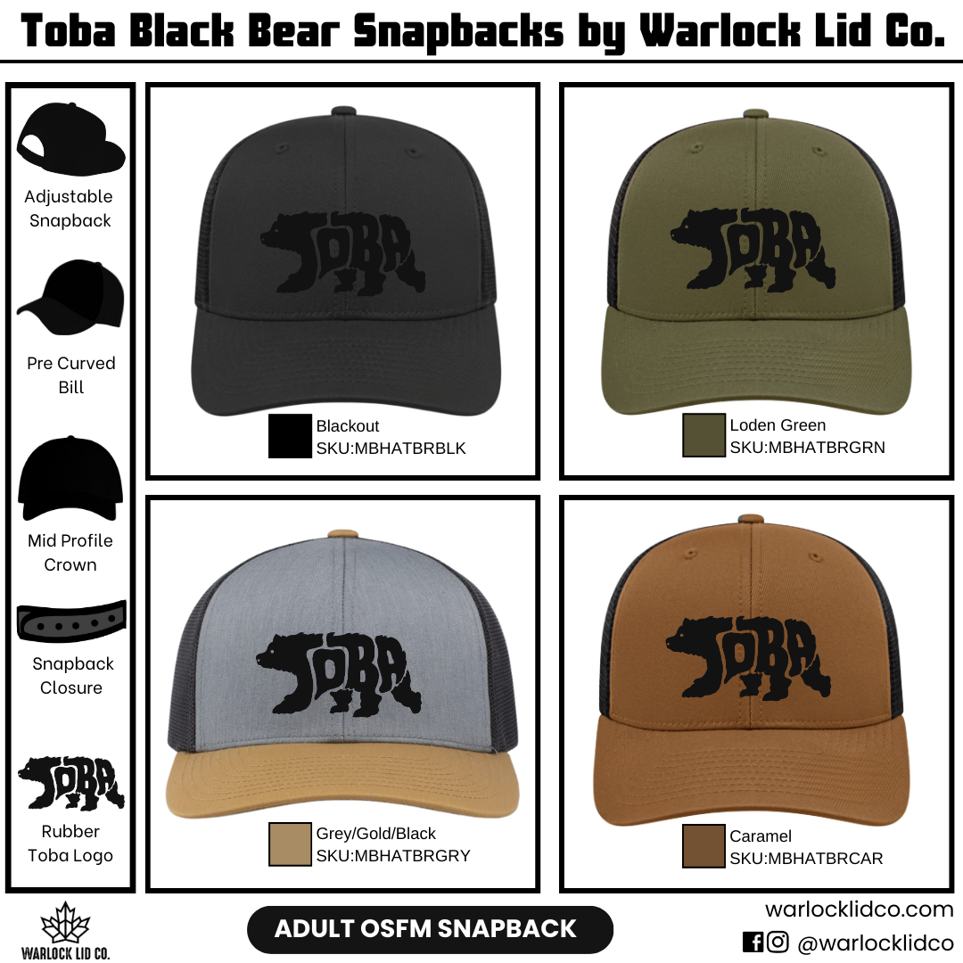 Toba Black Bear Snapback Hats