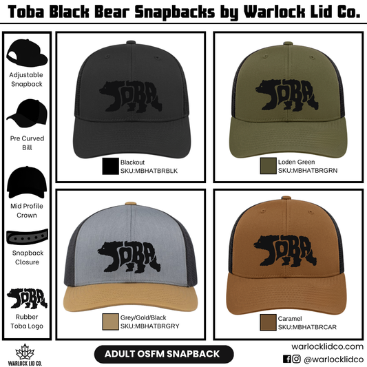 Toba Black Bear Snapback Hats