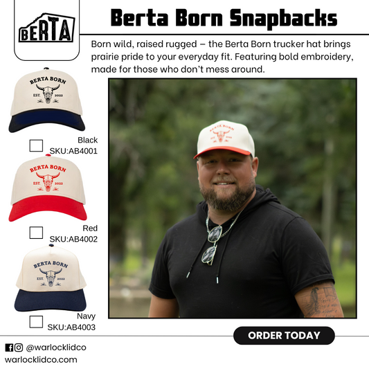 Berta Born embroidered 5-panel snapback hat beige red