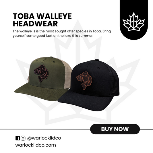 Toba Walleye Snapback Hats  | Warlock Lid Co | Adjustable Fishing Cap